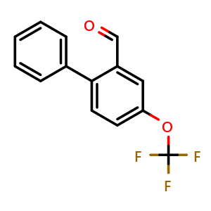 Chemical structure of 4-(Trifluoromethoxy)-[1,1'-biphenyl]-2-carbaldehyde , CAS 2379322-38-8, AChemBlock U128609