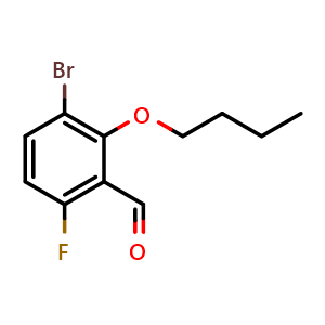 Chemical structure of 3-Bromo-2-butoxy-6-fluorobenzaldehyde , CAS 2379322-49-1, AChemBlock U128620