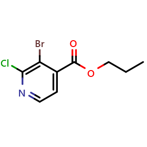 Chemical structure of Propyl 3-bromo-2-chloroisonicotinate , CAS 2379322-68-4, AChemBlock U128634