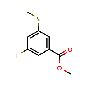 Chemical structure of Methyl 3-fluoro-5-(methylthio)benzoate , CAS 2379322-70-8, AChemBlock U128636