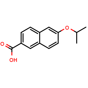 Chemical structure of 6-Isopropoxy-2-naphthoic acid , CAS 2379322-80-0, AChemBlock U128646