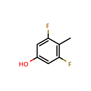 Chemical structure of 3,5-Difluoro-4-methylphenol , CAS 2985-61-7, AChemBlock U128661