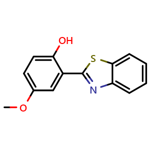 Chemical structure of 2-(Benzo[d]thiazol-2-yl)-4-methoxyphenol , CAS 30612-17-0, AChemBlock U128663