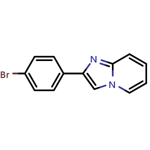 Chemical structure of 2-(4-Bromophenyl)imidazo[1,2-a]pyridine , CAS 34658-66-7, AChemBlock U128675