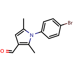 Chemical structure of 1-(4-Bromophenyl)-2,5-dimethyl-1H-pyrrole-3-carbaldehyde , CAS 347331-78-6, AChemBlock U128676