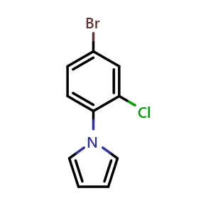 Chemical structure of 1-(4-Bromo-2-chlorophenyl)-1H-pyrrole , CAS 383137-64-2, AChemBlock U128688