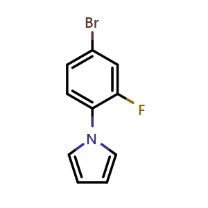 Chemical structure of 1-(4-Bromo-2-fluorophenyl)-1H-pyrrole , CAS 383137-68-6, AChemBlock U128689