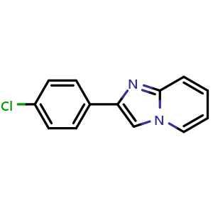 Chemical structure of 2-(4-Chlorophenyl)imidazo[1,2-a]pyridine , CAS 38922-74-6, AChemBlock U128693