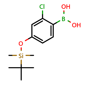 Chemical structure of B-[2-Chloro-4-[[(1,1-dimethylethyl)dimethylsilyl]oxy]phenyl]boronic acid , CAS 412343-21-6, AChemBlock U128705