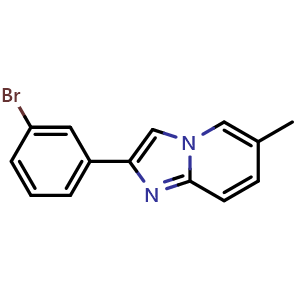 Chemical structure of 2-(3-Bromophenyl)-6-methylimidazo[1,2-a]pyridine , CAS 419557-42-9, AChemBlock U128710