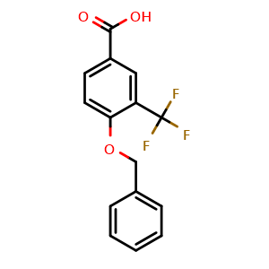 Chemical structure of 4-(Benzyloxy)-3-(trifluoromethyl)benzoic acid , CAS 536975-35-6, AChemBlock U128740