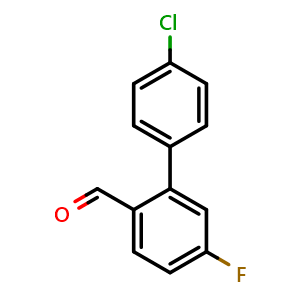Chemical structure of 4'-Chloro-5-fluoro-[1,1'-biphenyl]-2-carbaldehyde , CAS 60424-47-7, AChemBlock U128756