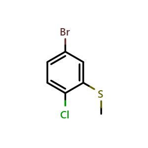 Chemical structure of (5-Bromo-2-chlorophenyl)(methyl)sulfane , CAS 740806-64-8, AChemBlock U128799