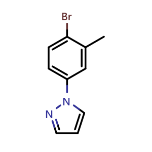 Chemical structure of 1-(4-Bromo-3-methylphenyl)-1H-pyrazole , CAS 858523-45-2, AChemBlock U128841