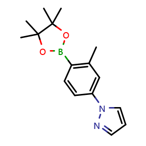 Chemical structure of 2-Methyl-4-(1H-pyrazol-1-yl)phenylboronic acid pinacol ester , CAS 858523-46-3, AChemBlock U128842