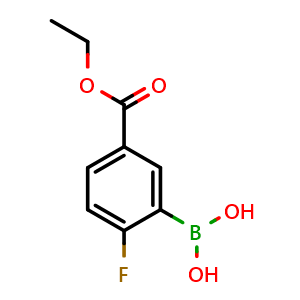 Chemical structure of 5-(Ethoxycarbonyl)-2-fluorophenylboronic acid , CAS 874219-60-0, AChemBlock U128858