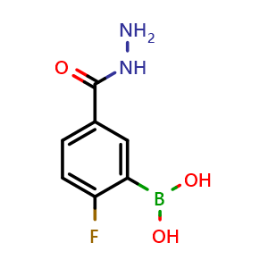 Chemical structure of 2-Fluoro-5-(hydrazinecarbonyl)phenylboronic acid , CAS 874289-56-2, AChemBlock U128861