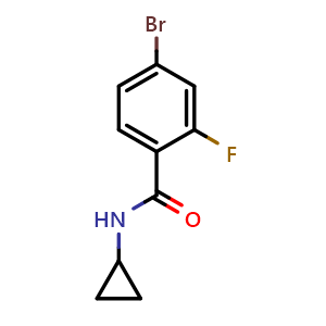 Chemical structure of 4-Bromo-N-cyclopropyl-2-fluorobenzamide , CAS 877383-84-1, AChemBlock U128862