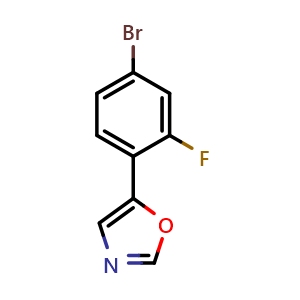 Chemical structure of 5-(4-Bromo-2-fluorophenyl)-1,3-oxazole , CAS 883230-59-9, AChemBlock U128864