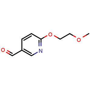 Chemical structure of 6-(2-Methoxyethoxy)nicotinaldehyde , CAS 894802-19-8, AChemBlock U128875