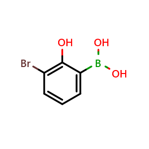Chemical structure of 3-Bromo-2-hydroxyphenyl boronic acid , CAS 89488-24-4, AChemBlock U128876
