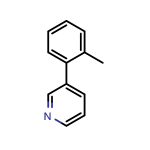 Chemical structure of 3-(2-Methylphenyl)pyridine , CAS 90395-49-6, AChemBlock U128881