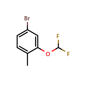 Chemical structure of 4-Bromo-2-(difluoromethoxy)-1-methylbenzene , CAS 954235-88-2, AChemBlock U128919