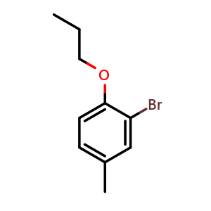 Chemical structure of 2-Bromo-4-methyl-1-propoxybenzene , CAS 99187-38-9, AChemBlock U128932