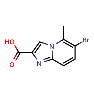 Chemical structure of 6-bromo-5-methylimidazo[1,2-a]pyridine-2-carboxylic acid , CAS 1000845-67-9, AChemBlock U128940
