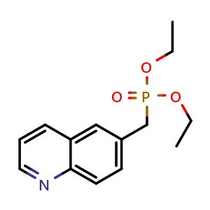 Chemical structure of diethyl (quinolin-6-ylmethyl)phosphonate , CAS 100722-13-2, AChemBlock U128951