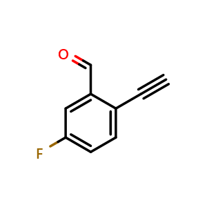 Chemical structure of 2-ethynyl-5-fluorobenzaldehyde , CAS 1015731-79-9, AChemBlock U128960