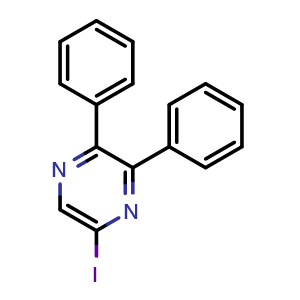 Chemical structure of 5-iodo-2,3-diphenylpyrazine , CAS 101727-15-5, AChemBlock U128968