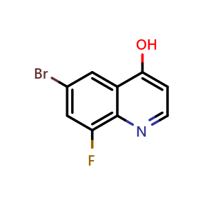 Chemical structure of 6-bromo-8-fluoroquinolin-4-ol , CAS 1019016-22-8, AChemBlock U128970