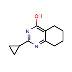 Chemical structure of 2-cyclopropyl-5,6,7,8-tetrahydroquinazolin-4-ol , CAS 1019017-03-8, AChemBlock U128972