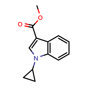 Chemical structure of methyl 1-cyclopropyl-1H-indole-3-carboxylate , CAS 1021154-59-5, AChemBlock U128988