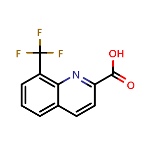 Chemical structure of 8-(trifluoromethyl)quinoline-2-carboxylic acid , CAS 1023815-99-7, AChemBlock U128993