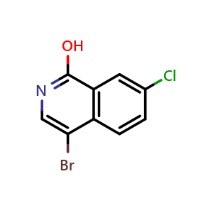 Chemical structure of 4-bromo-7-chloroisoquinolin-1-ol , CAS 1028252-13-2, AChemBlock U128995