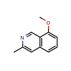 Chemical structure of 8-methoxy-3-methylisoquinoline , CAS 1037219-57-0, AChemBlock U129007