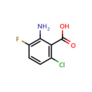 Chemical structure of 2-amino-6-chloro-3-fluorobenzoic acid , CAS 1039815-76-3, AChemBlock U129012