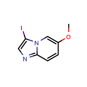 Chemical structure of 3-iodo-6-methoxyimidazo[1,2-a]pyridine , CAS 1044733-64-3, AChemBlock U129018