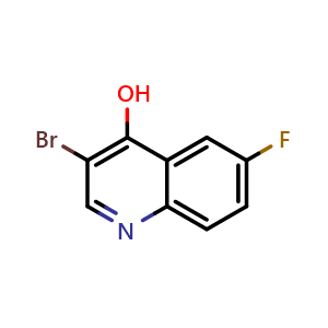 Chemical structure of 3-bromo-6-fluoroquinolin-4-ol , CAS 1065087-77-5, AChemBlock U129038
