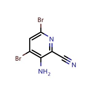Chemical structure of 3-amino-4,6-dibromopicolinonitrile , CAS 1073182-92-9, AChemBlock U129050