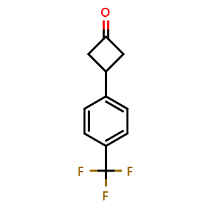 Chemical structure of 3-(4-(trifluoromethyl)phenyl)cyclobutan-1-one , CAS 1080636-43-6, AChemBlock U129055
