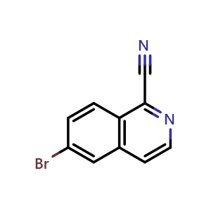 Chemical structure of 6-bromoisoquinoline-1-carbonitrile , CAS 1082674-24-5, AChemBlock U129058