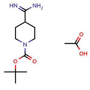 Chemical structure of tert-butyl 4-carbamimidoylpiperidine-1-carboxylate acetate , CAS 1082950-23-9, AChemBlock U129063