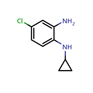 Chemical structure of 4-chloro-N1-cyclopropylbenzene-1,2-diamine , CAS 1092286-35-5, AChemBlock U129076