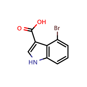 Chemical structure of 4-bromo-1H-indole-3-carboxylic acid , CAS 110811-31-9, AChemBlock U129092
