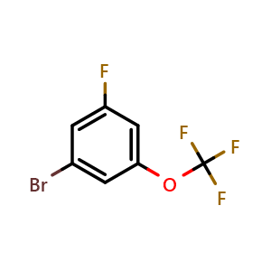 Chemical structure of 1-bromo-3-fluoro-5-(trifluoromethoxy)benzene , CAS 1129541-09-8, AChemBlock U129104