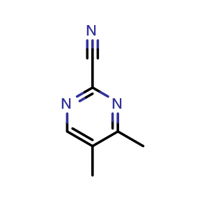 Chemical structure of 4,5-dimethylpyrimidine-2-carbonitrile , CAS 114969-77-6, AChemBlock U129120