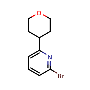 Chemical structure of 2-bromo-6-(tetrahydro-2H-pyran-4-yl)pyridine , CAS 1159817-58-9, AChemBlock U129135